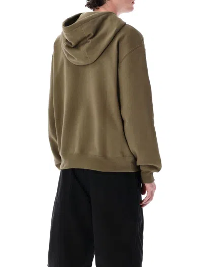 Saint Laurent Hooded Sweatshirt With Logo In Green