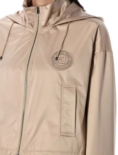 Fendi Cappuccino Polyester Windbreaker In Multi