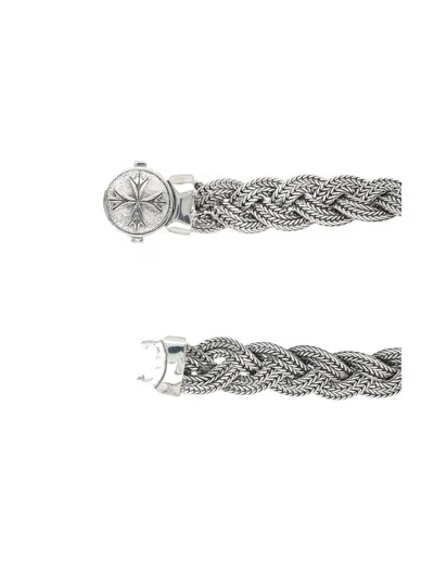 Emanuele Bicocchi Large Diamond-cut Flat Braided Bracelet In Silver