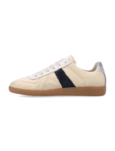 Maison Margiela Distressed Mixed Materials Replica Sneakers Black Vintage/yellow Vintage In Neutral