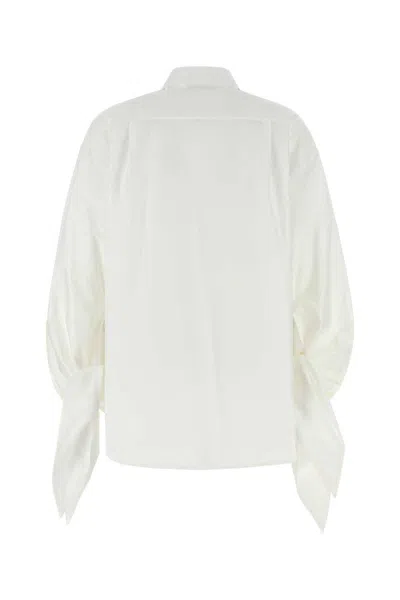 Balenciaga Oversized Knotted Cotton-poplin Shirt In White