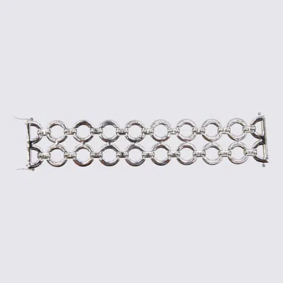 Self-portrait Circular Link Bracelets Featuring Rhinestone Embellishments In Gray