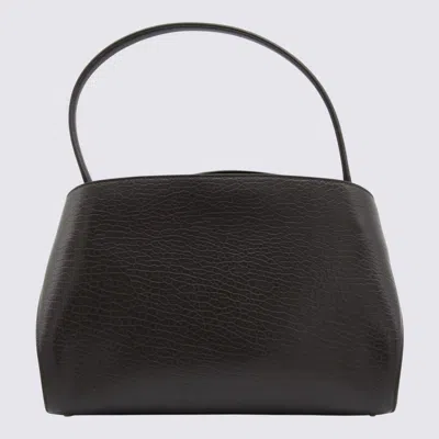 Ferragamo Dark Brown Leather Medium Hug Soft Shoulder Bag In Black