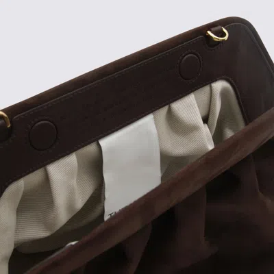 Themoirè Brown Vegan Bios Leather Clutches In Brown