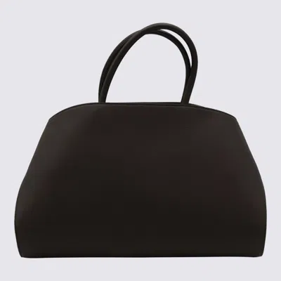 Ferragamo Brown Leather Hug Th M Top Handle Bag In Black