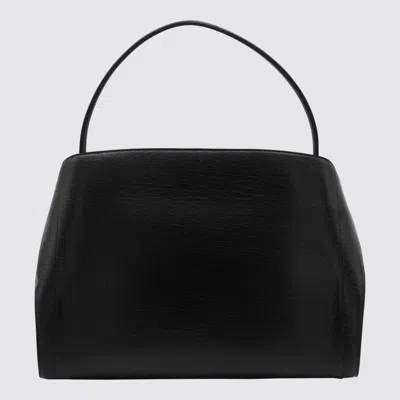Ferragamo Leather Hug M Handbag With Metal Accents In Black