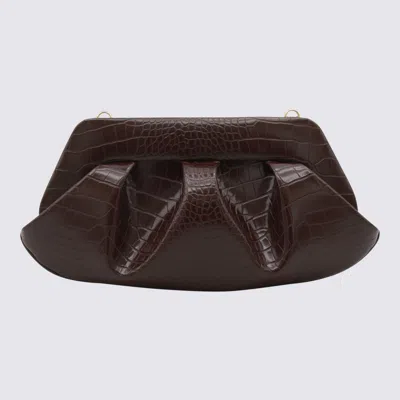 Themoirè Crocco Emb Structured Top Handle Shoulder Bag In Black