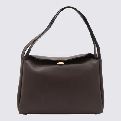Themoirè Clasp-fastening Shoulder Bag In Brown