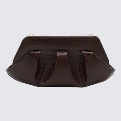 Themoirè Crocco Emb Structured Top Handle Shoulder Bag In Black