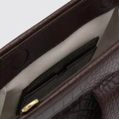 Themoirè Crocco Emb Structured Top Handle Shoulder Bag In Black