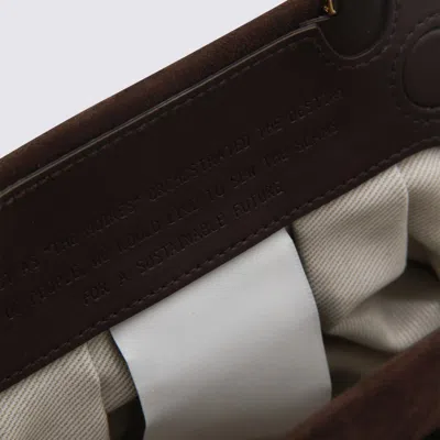 Themoirè Brown Vegan Bios Leather Clutches In Brown