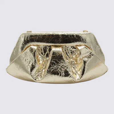 Themoirè Metallic Clutch Bag Shoulder Strap In Gold