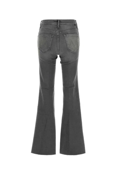 Mother Grey Stretch Denim The Doozy Sneak Fray Jeans In Gray