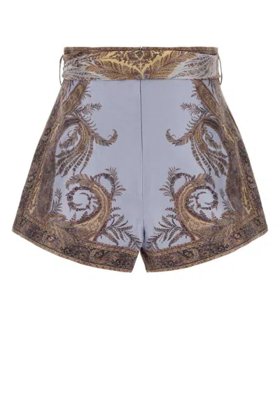 Zimmermann Womens Lilac Paisley Printed Belted Silk And Cotton Shorts In Multi