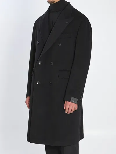Tagliatore Pino Lerario Doublebreasted Coat In Black