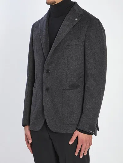 Tagliatore Single-breasted Cashmere Jacket In Gray