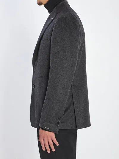Tagliatore Single-breasted Cashmere Jacket In Gray