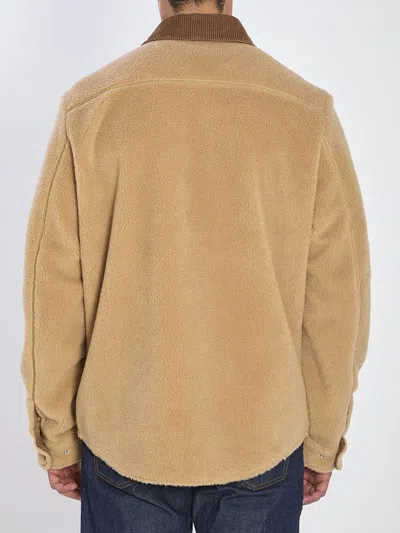 Moncler Teddy Corduroy-trimmed Shirt Jacket In Brown