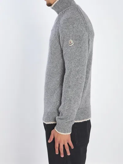 Moncler Turtleneck Sweater In Wool And Alpaca In Gray