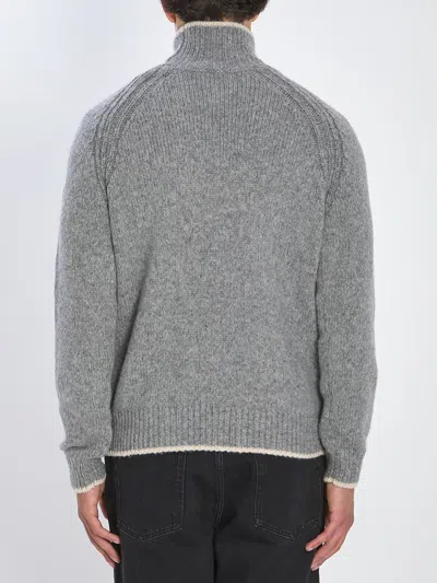 Moncler Turtleneck Sweater In Wool And Alpaca In Gray