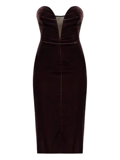 Tom Ford Midi Dress With Sweetheart Neckline In Black