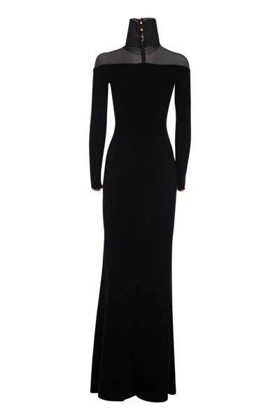Elisabetta Franchi Red Carpet Dress In Velvet And Jersey In Black