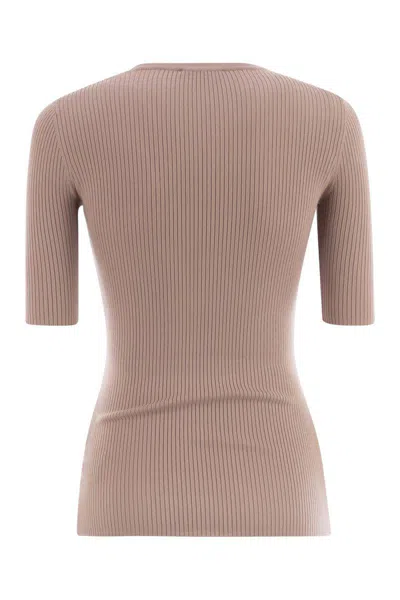 Elisabetta Franchi Ribbed Jumper With Pocket In Gray