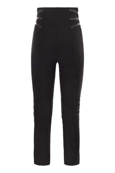 Elisabetta Franchi Crepe Trousers With Zip Details In Black