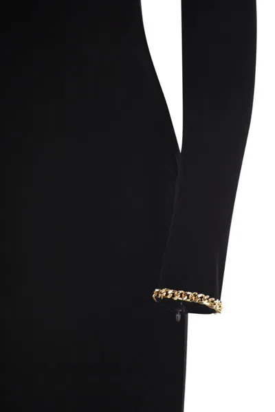 Elisabetta Franchi Red Carpet Dress In Velvet And Jersey In Black