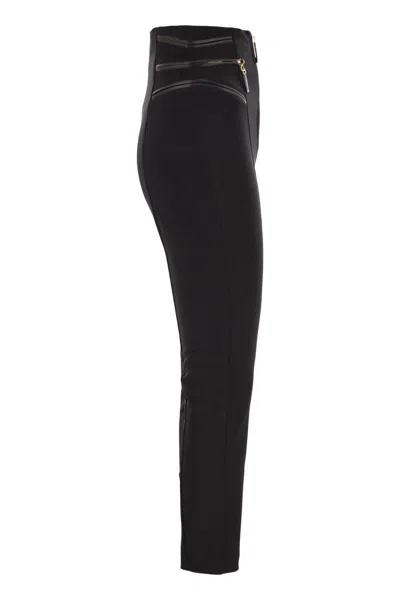 Elisabetta Franchi Crepe Trousers With Zip Details In Black