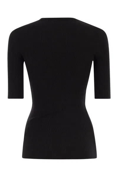 Elisabetta Franchi Ribbed Chain-embellished Top In Black