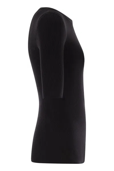 Elisabetta Franchi Ribbed Chain-embellished Top In Black