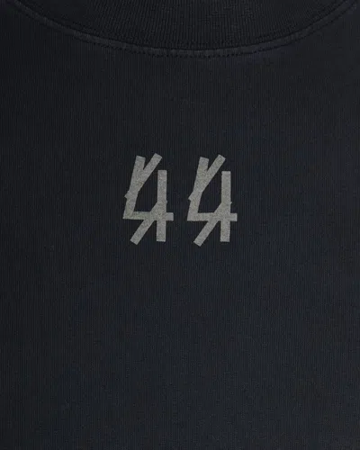 44 Label Group Black Crewneck T-shirt With Logo On The Front And Maxi Logo On The Rear In Cotton Man In Black