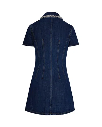 Self-portrait Mini Abito In Denim Blue In Multi