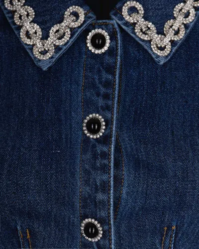 Self-portrait Mini Abito In Denim Blue In Multi