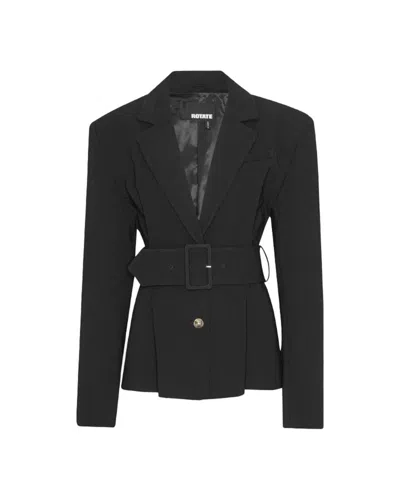 Rotate Birger Christensen Belted-waist Blazer In Animal Print