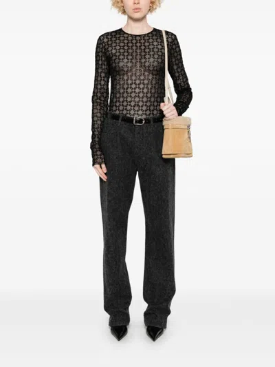 Givenchy Logo Monogram Semi-sheer Bodysuit In Black