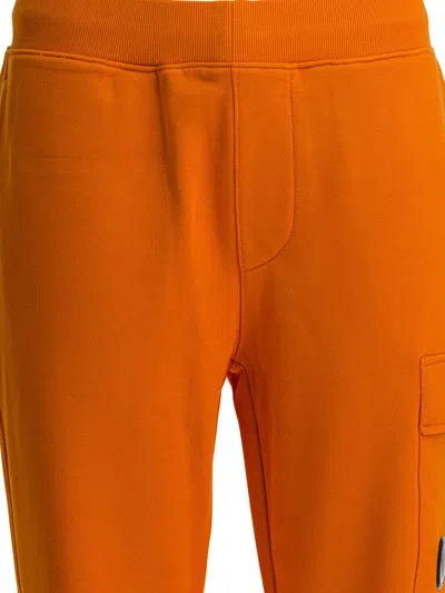 C.p. Company Fleece Cargo Sweatpants Elastic Waistband In Black