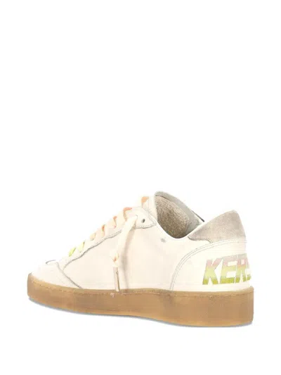 Golden Goose Ball Star Sneakers In Leather With Laminated Star And Suede Heel Tab Shoes In White