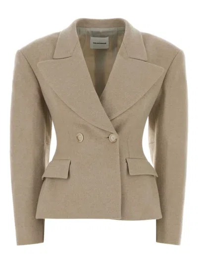 The Andamane Tailored Wool Blazer Structured Shoulders In Neutral