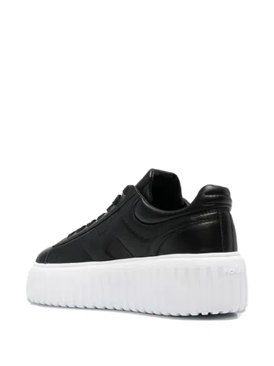 Hogan H-stripes Quilted Platform Lace-up Sneakers In Black