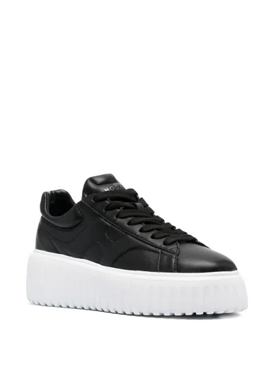 Hogan H-stripes Quilted Platform Lace-up Sneakers In Black