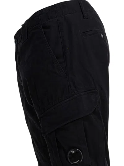 C.p. Company Signature Lens Straight-leg Cargo Pants In Black