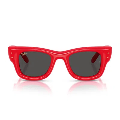 Ray Ban Unisex Wayfarer Puffer Square Sunglasses, Rb4940 In Red