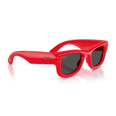 Ray Ban Unisex Wayfarer Puffer Square Sunglasses, Rb4940 In Red