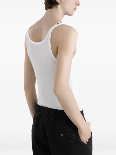 Dolce & Gabbana Dg White Cotton Tank Top In White