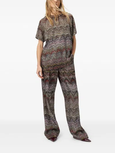 Missoni T-shirt With Multicolor Sequins In Black
