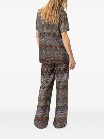 Missoni T-shirt With Multicolor Sequins In Black
