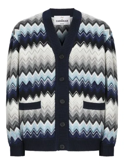Missoni The Cardigan In Wool And Cotton With Zigzag In Multi