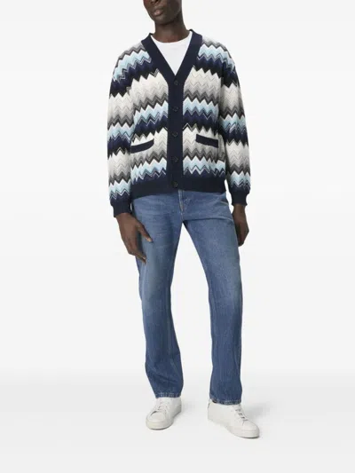 Missoni The Cardigan In Wool And Cotton With Zigzag In Multi